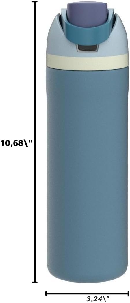 Owala - Botella de agua FreeSip de acero inoxidable con aislamiento, sin bisfenol A, incluye sorbete, para deportes y viajes, 24 oz, Denim
